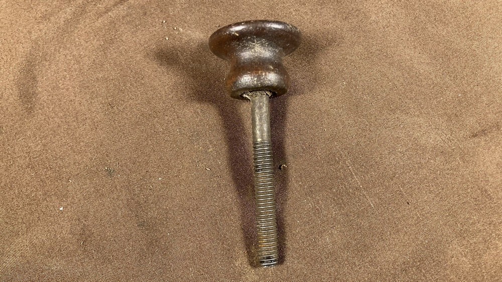 Antique Walnut? Round Knob Thick Drawer Door Pull Handle Long Threaded Shank