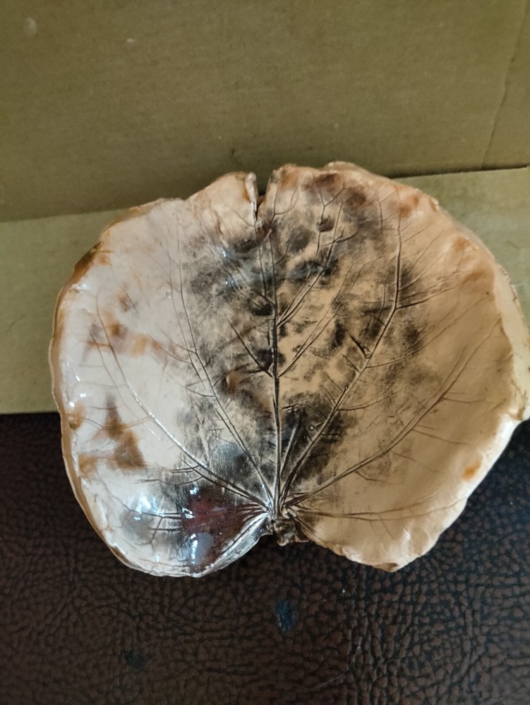 Hand Made & Signed Leaf Imprint Ash Tray