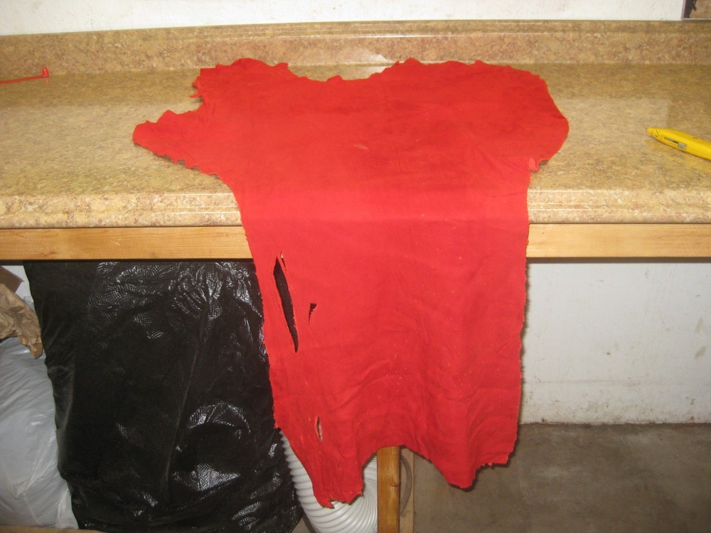 Red Suede Deer Leather #0006640 Row J