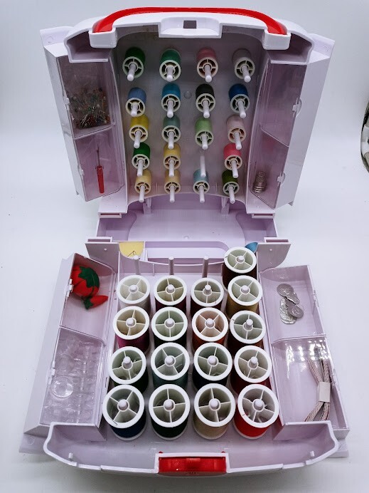 Singer Sew Essentials Storage Box Case Portable Organizer W/Thread & Accessories