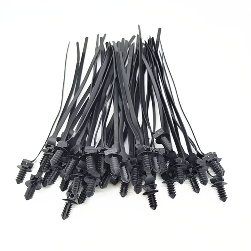 50PC Car Line Cable-Ties Zip Wrap Push Rivet Clip Wiring Loom Harness Fastener