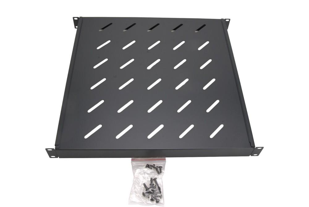 1U Vented Fixed Server Shelf 19" 4 Post Adjustable Rack Mount 18in - 42in Black