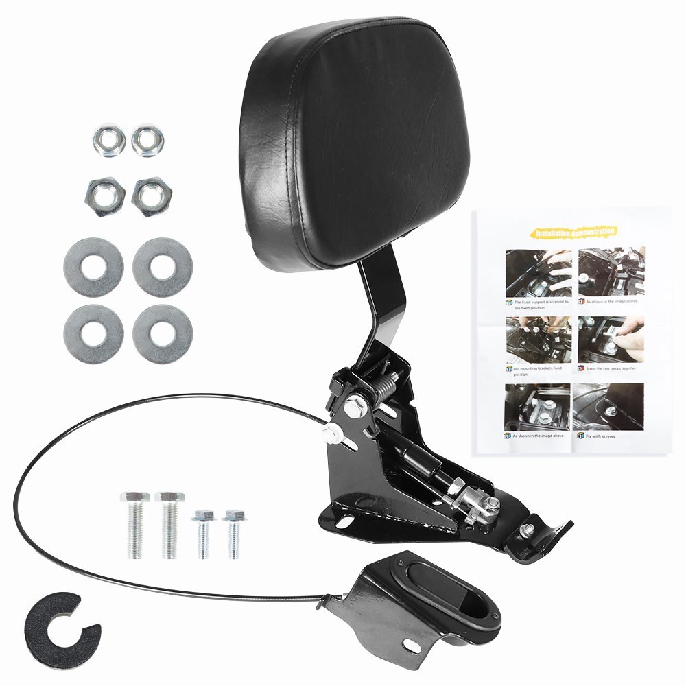 For Touring FLHT FLHX Adjustable Rider Driver Backrest Pad W/Mounting Kit