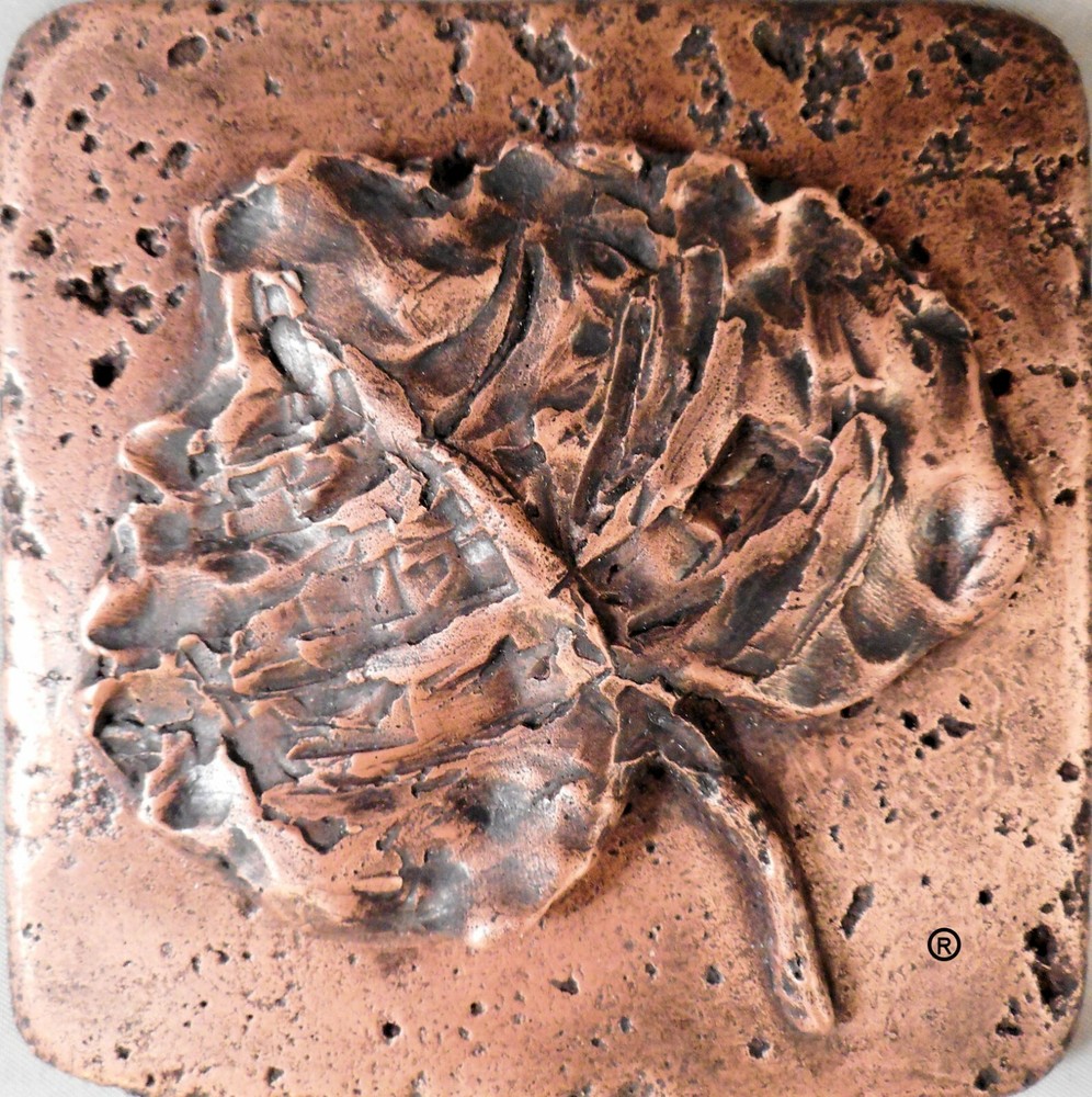 Copper 4"x4" Leaf #2 Wall Tile