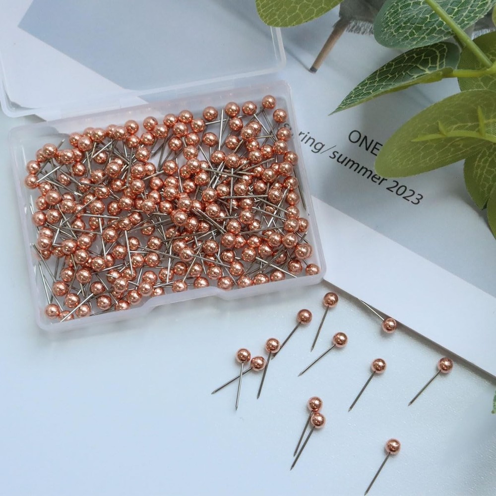 200 Pieces Map Push Pins, Small Round Head Marking Rose Gold