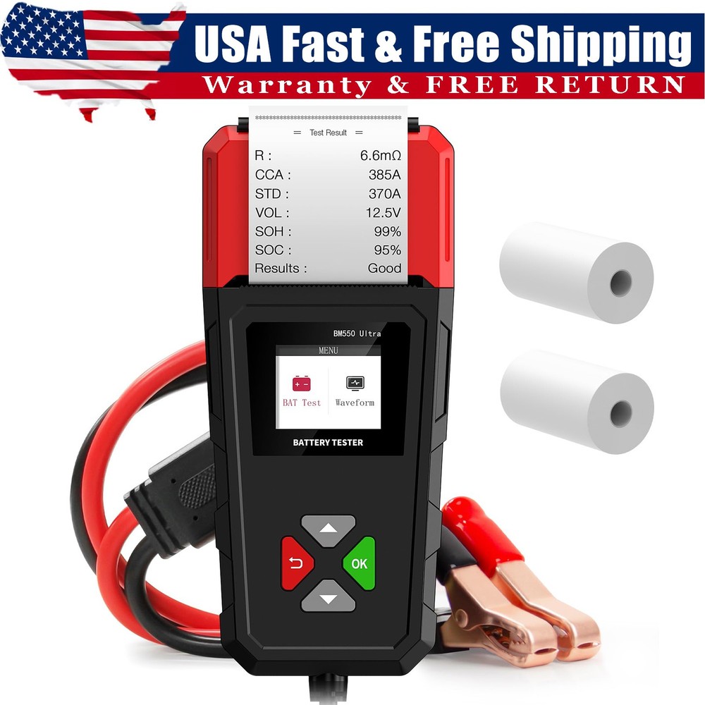 12V 24V Car Battery Load Tester Volt Cranking Charging with Printer 100-2000CCA