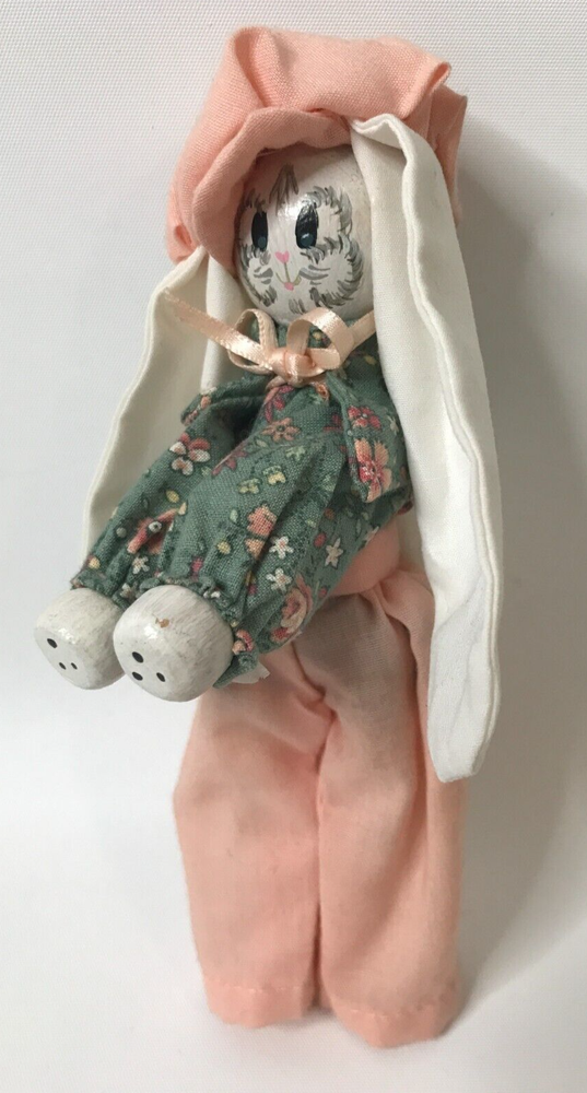 Vintage Clothespin Easter Bunny Sitter Doll Figurine