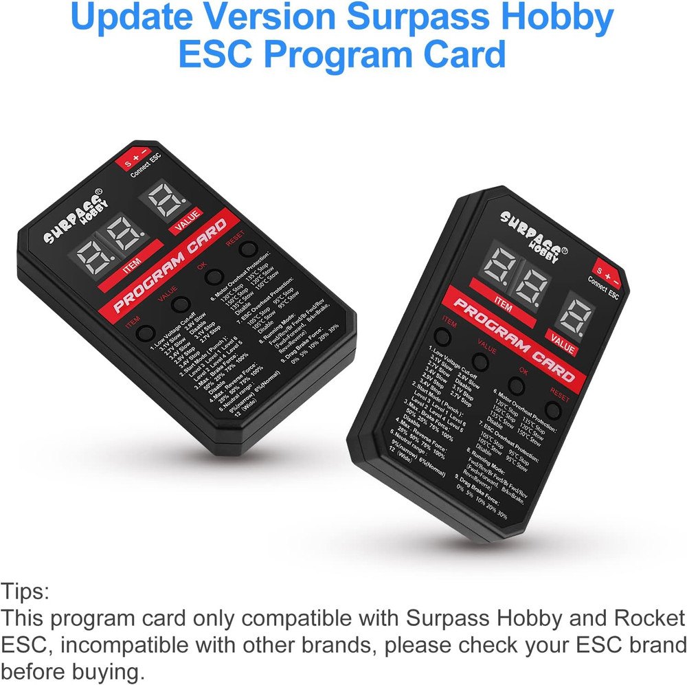 Surpass Hobby ESC Programming Card RC Car Electronic Speed Controller LED Progra