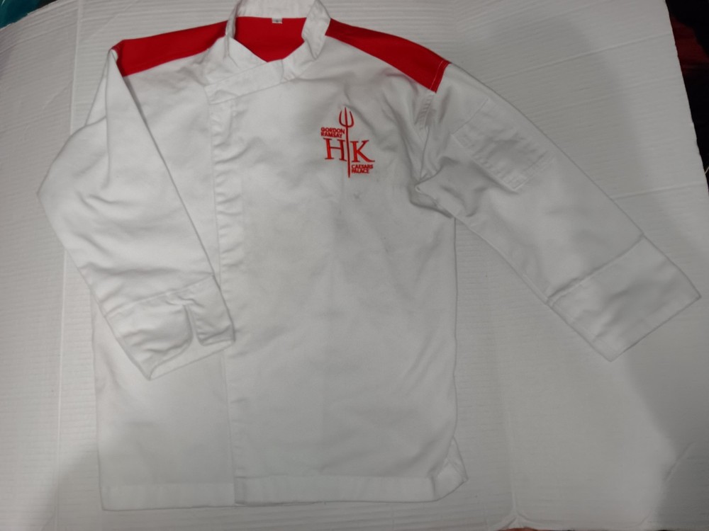 Gordon Ramsay HK Caesars Palace White and Red Chef Jacket. Size Small