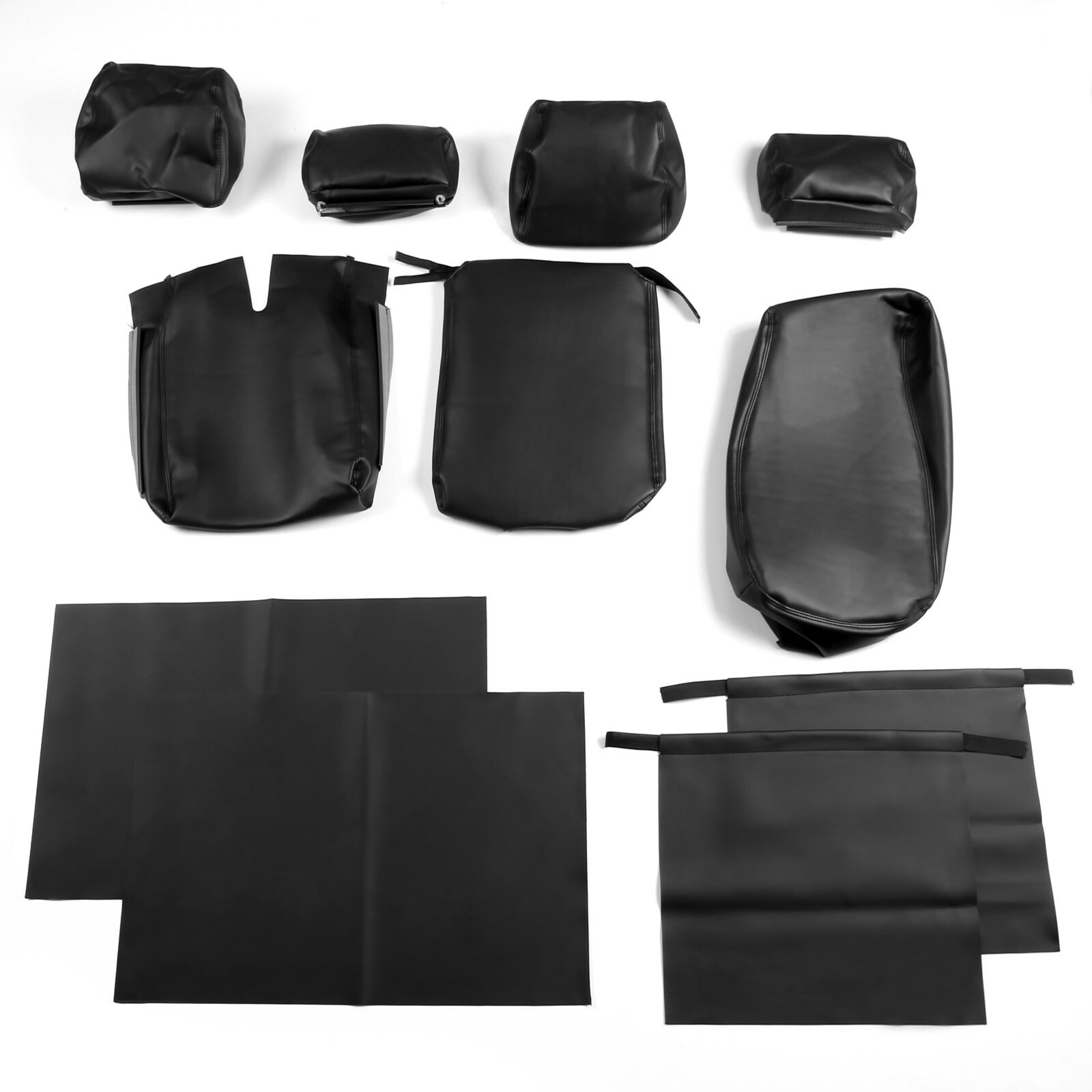 Front+Rear Black For 07-13 Chevrolet Silverado Seat Covers Extended Cab
