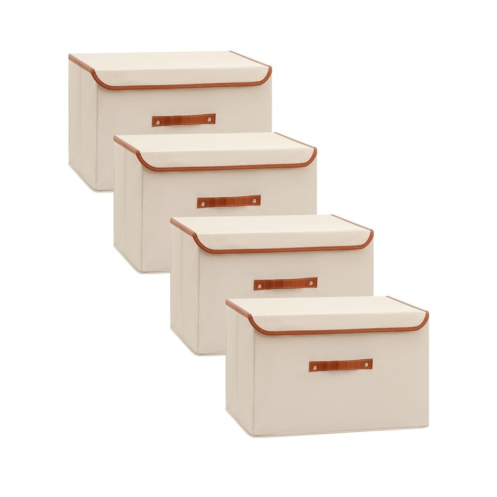 Tuza 4 Pack Large Fabric Storage Bins with Lids, Foldable Storage Boxes with ...