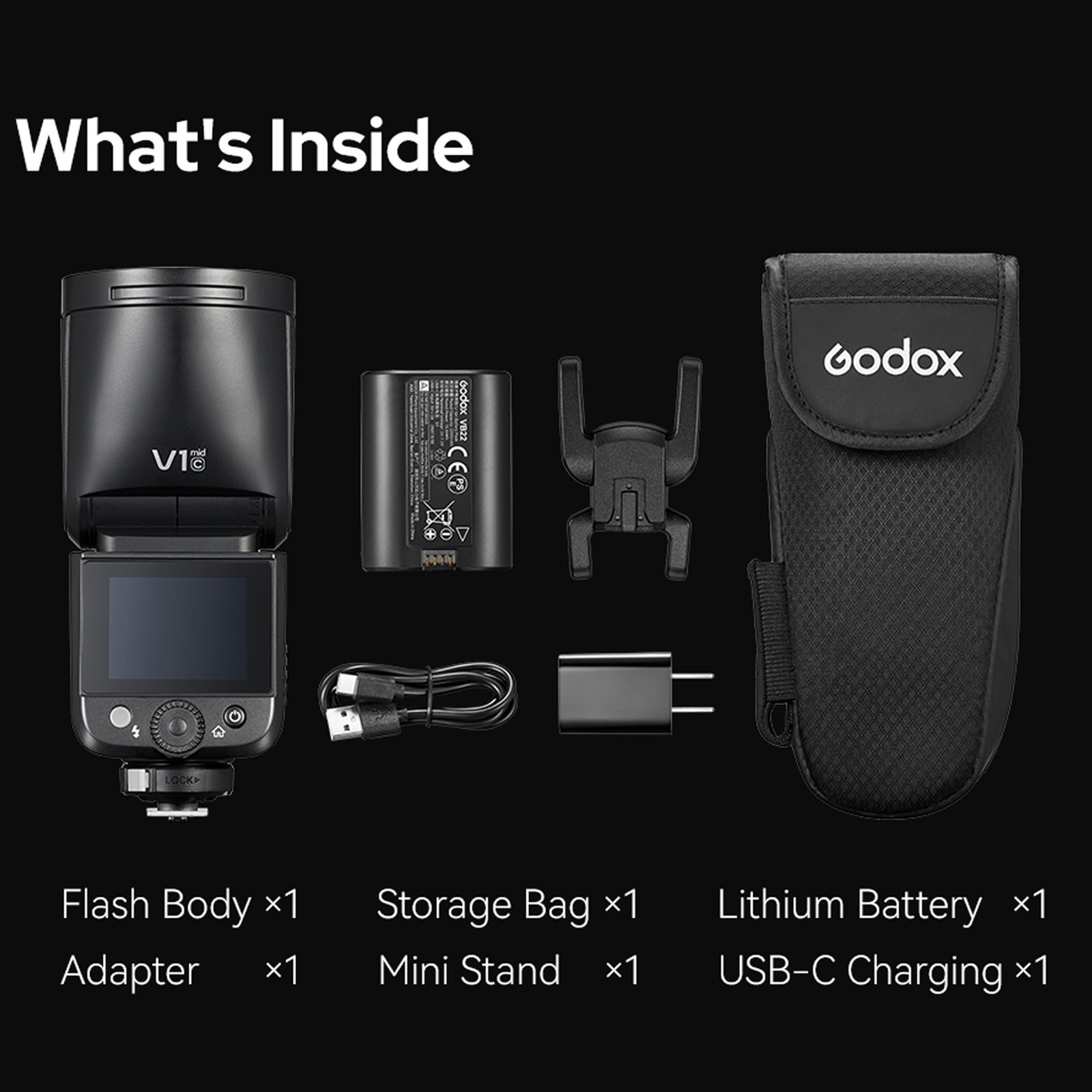 Godox V1 mid C V1midC TTL Flash Touchscreen Round Head mini Flash for Canon