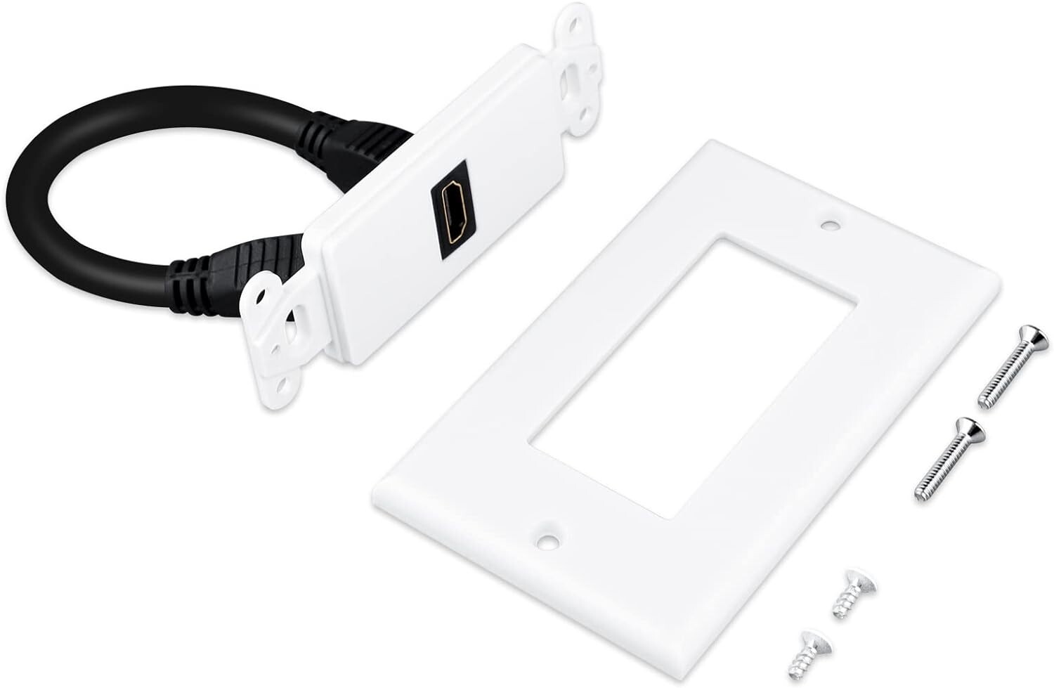 HDMI Wall Plate (1 Port) Built-In Flexible Hi-Speed HDMI Cable with 4K Video 2PC
