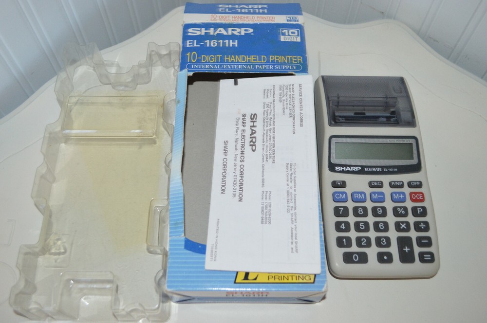 VTG SHARP HANDHELD PRINTER EL-1611H 10-Digit Large Display Printing VGC