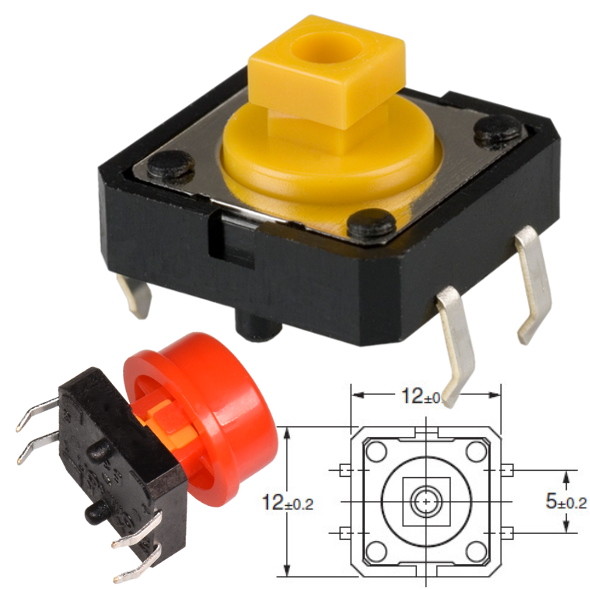 Micro pushbutton 12 x 12 mm pushbutton tactile micro pushbutton switch reset
