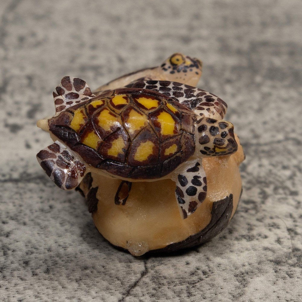 Double Sea Turtle Tagua Carving