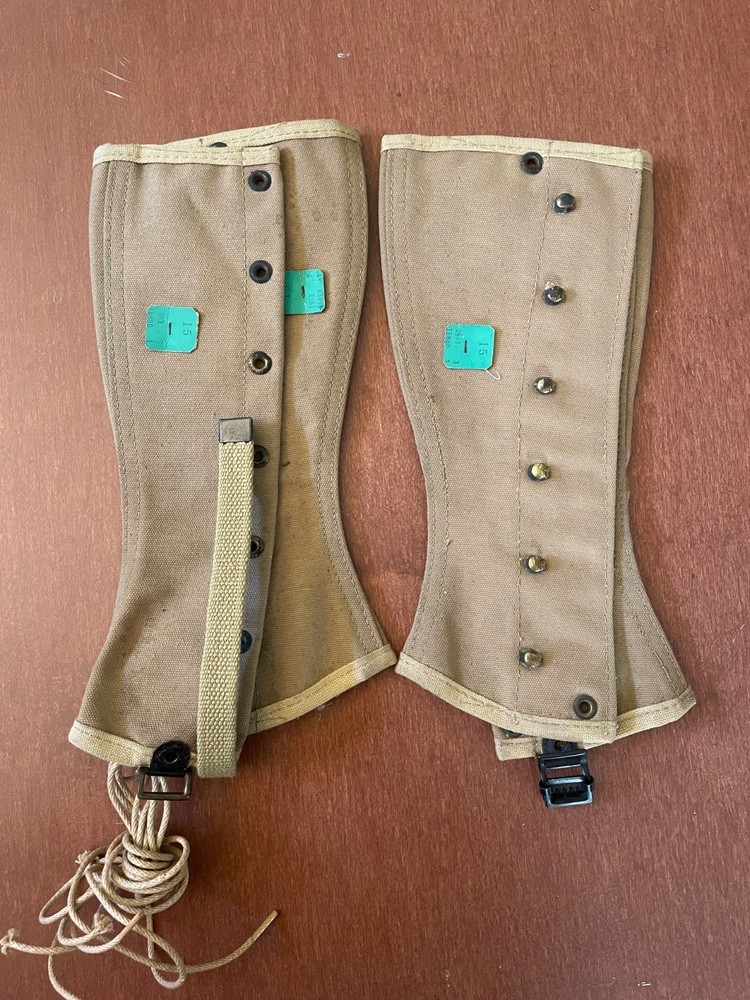 ORIGINAL WW2 USMC P41 COMBAT FIELD LEGGINGS WITH CUTTER TAGS SIZE 3