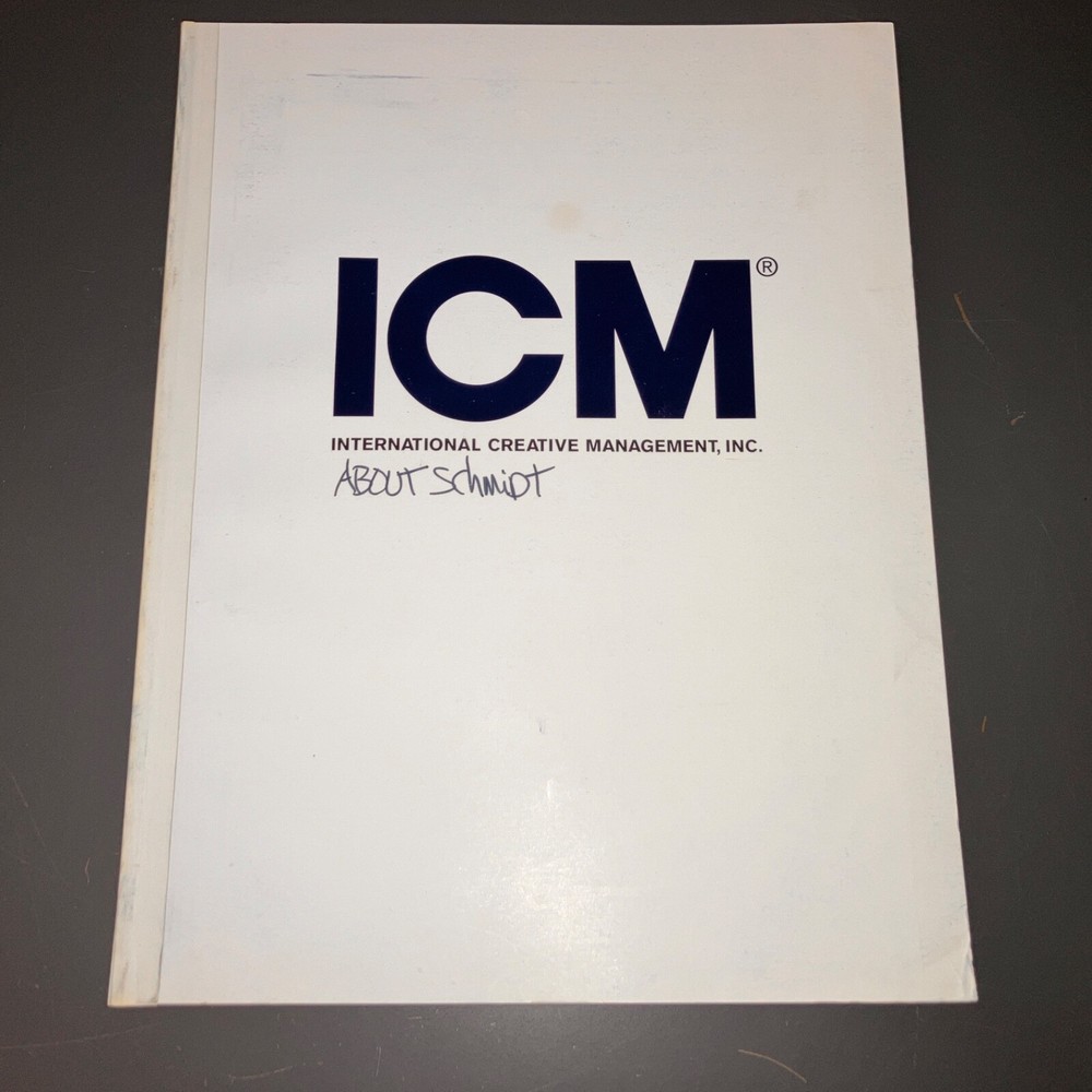 ABOUT SCHMIDT (5/8/2000) Nicholson/Alexander Payne / Bound Agency Draft + COA!