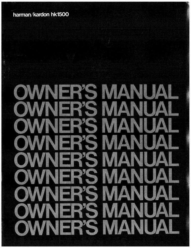 Harman Kardon HK1500 Receiver Owners Manual
