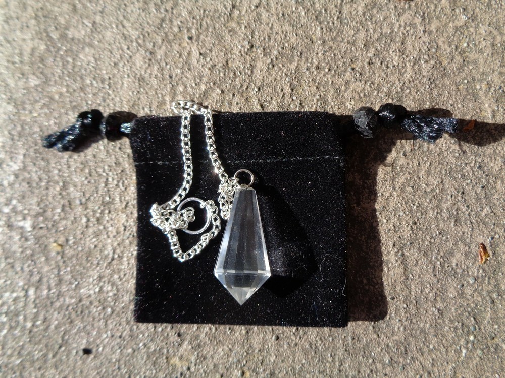 Clear Quartz 12 Sided Pendulum-Devination Tool+ Pouch-Clarity 99% Energy Plus++