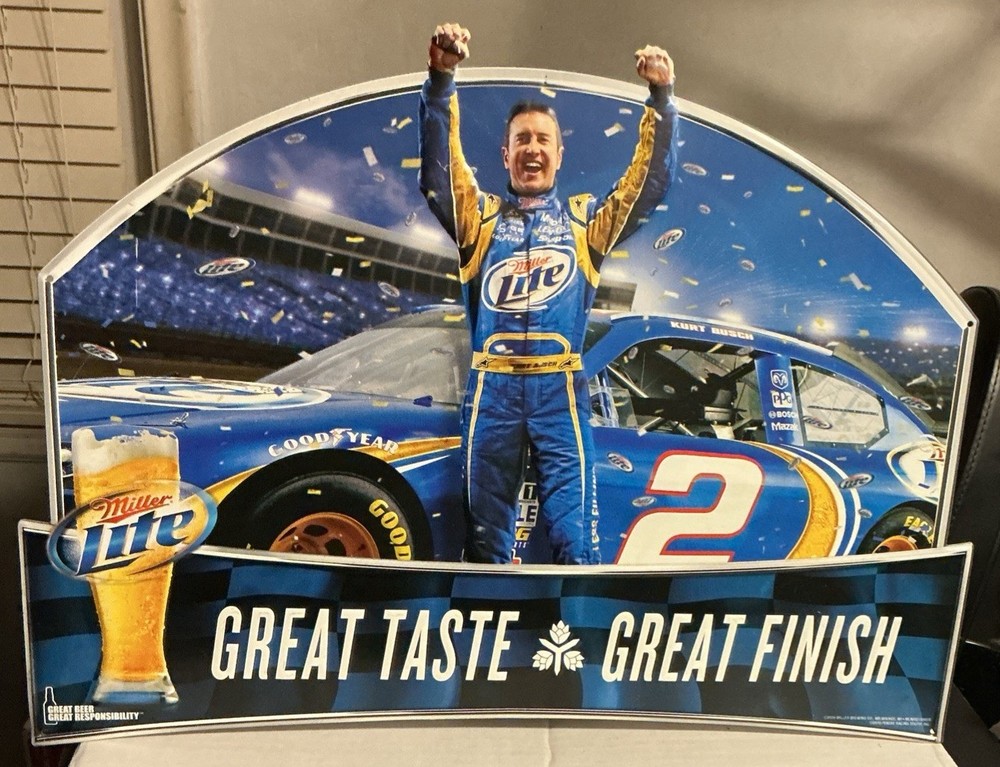 LITE BEER NASCAR KURT BUSCH TIN SIGN