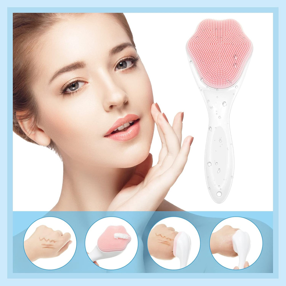 Silicone Face Scrubber Set with Exfoliating Brush and Lip Scrub Tools