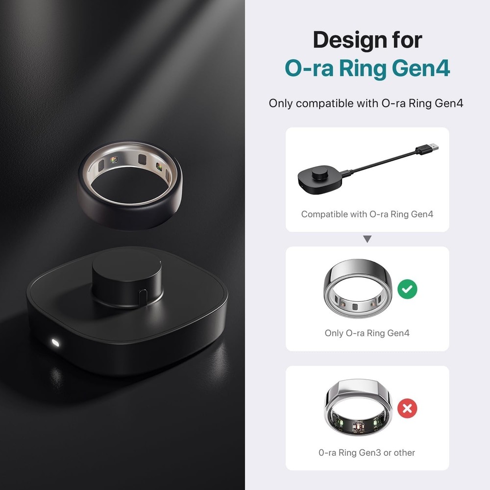 Essential Black Charger for O-ra Ring Gen 4 Size 9 - Fast Charging Solution