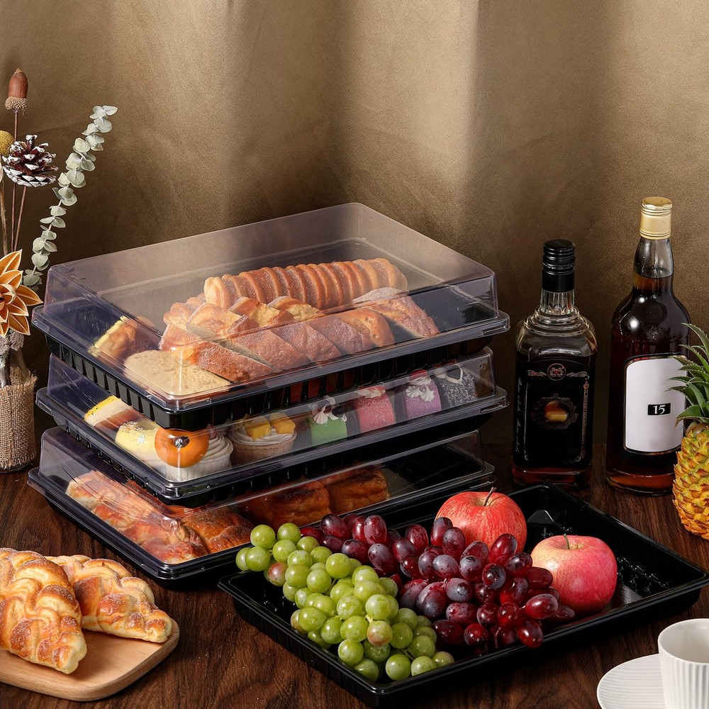 Shellwei 5 Pack Extra Large Charcuterie Board with Lids, 15 x 10 Inch Plastic...