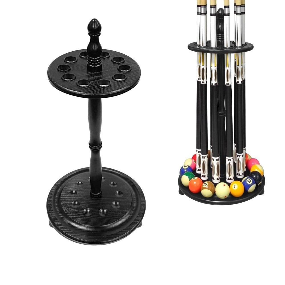 Pool Stick Holder Floor Stand - Round Billiard Cue Rack Pool Table Accessorie...