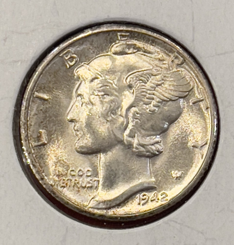 1942 D Mercury Silver Dime, Gem Uncirculated, FSB.