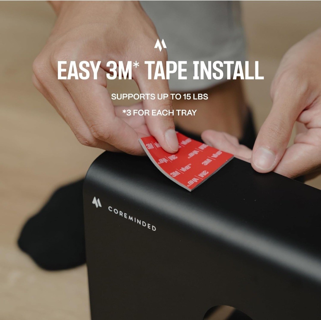 No-Drill Under Desk Cable Management Tray - 2-Pack Wire Organizer for...