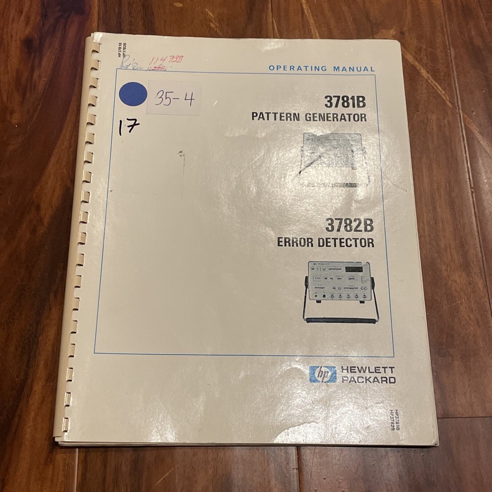 HP 3781B Pattern Generator & 3782B Error Detector Operating Manual 03781-90001