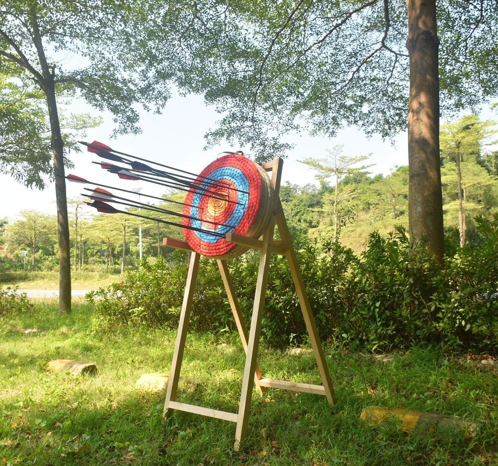 Hand-Made Decorative Straw Archery Target with Arrow Puller - Artisan Crafted