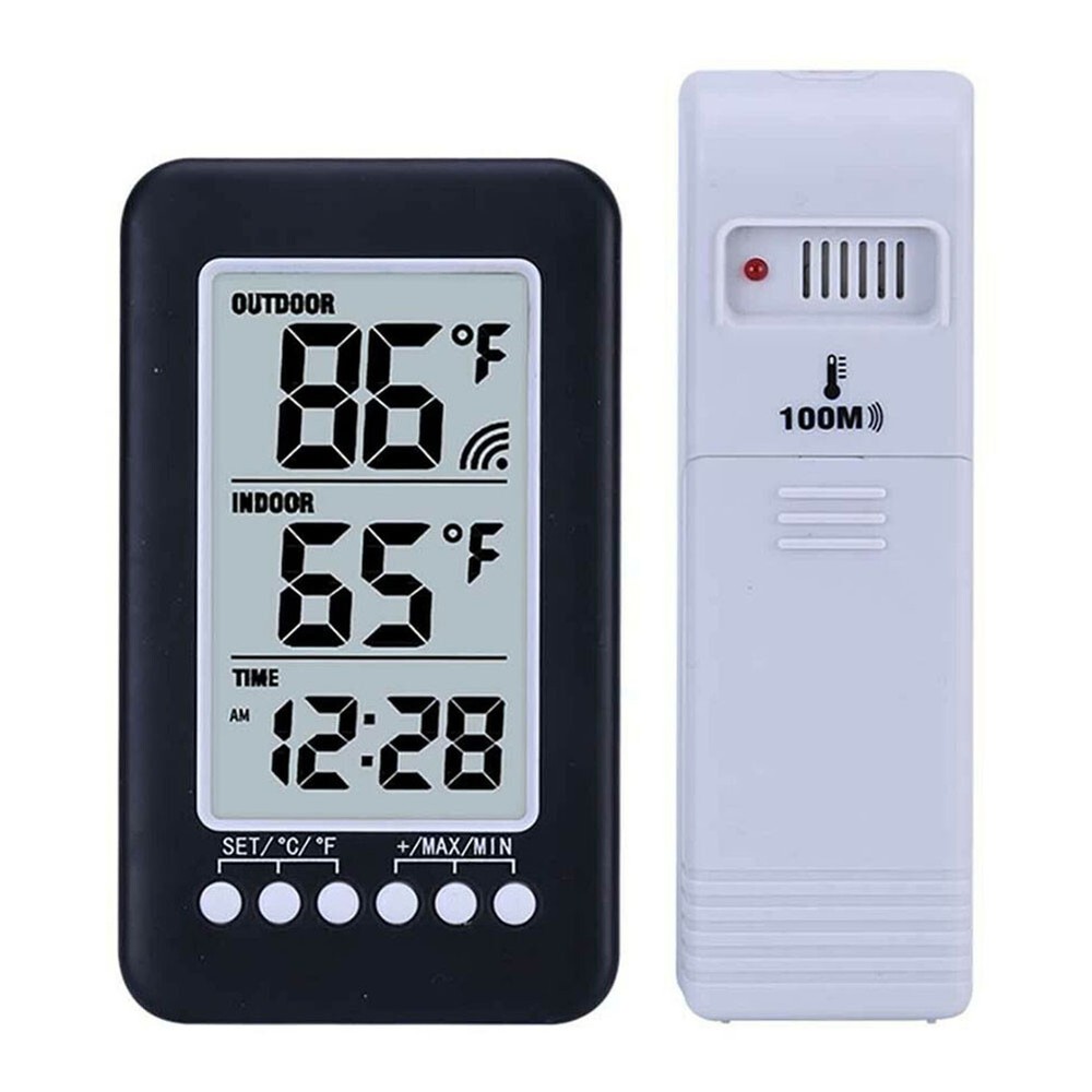 Indoor/Outdoor Digital Thermometer Clock Temperature Wireless Transmitter ℃/℉ US