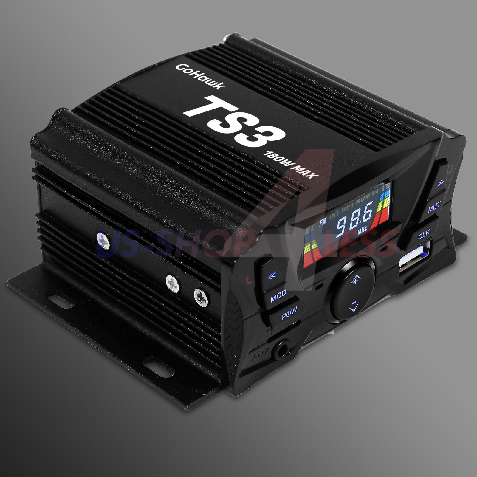 Bluetooth Motorcycle Stereo Chrome Speakers Audio Music System Scooter USB Radio