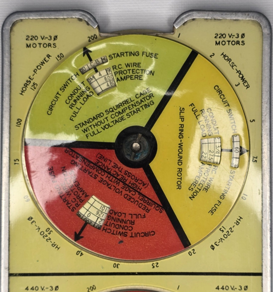 1931 Square D Motor Data Wire Calculator Diamond Electrical Mfg