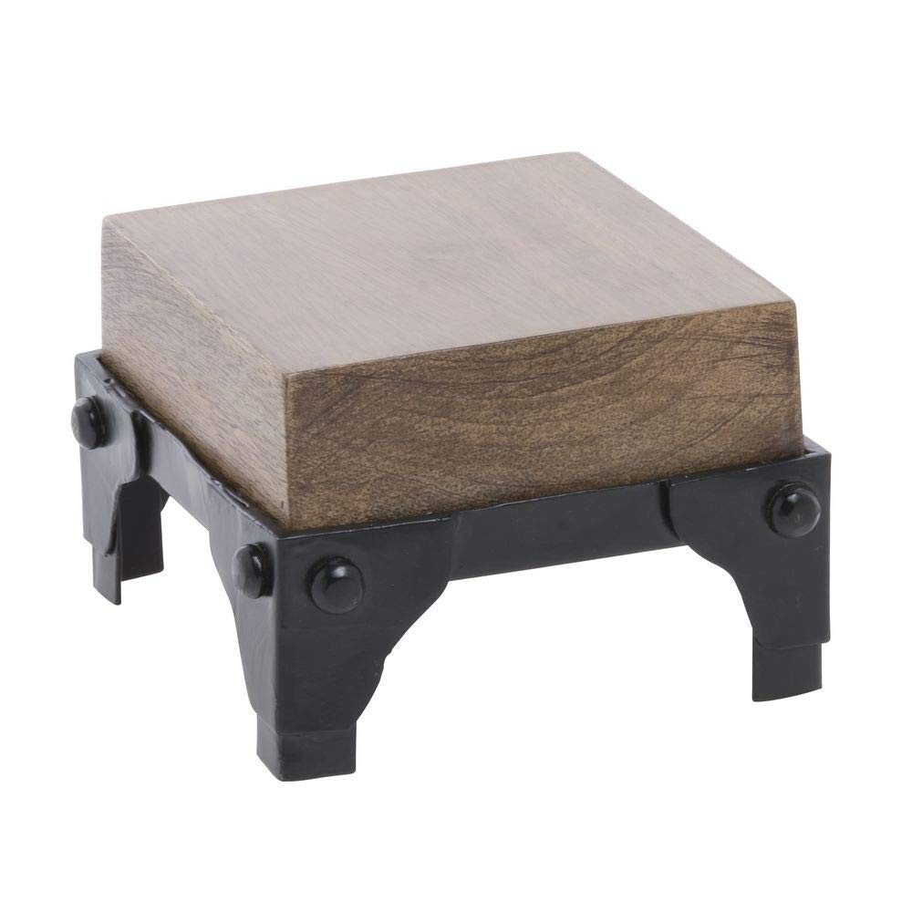 HUBERT® Small Mango Wood & Iron Display Stand