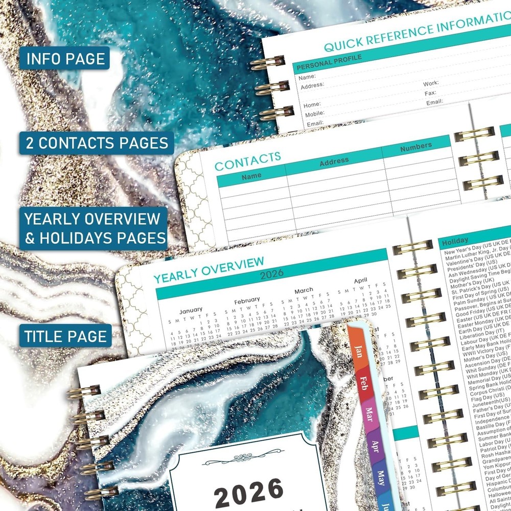 Durable 2026 Planner - Complete Weekly & Monthly Organizer with Extra Features
