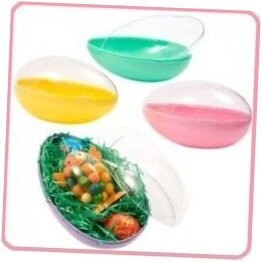 ONE Large 6" Plastic Panoramic Sugar Easter Egg Mold, Assorted Colors, Clear