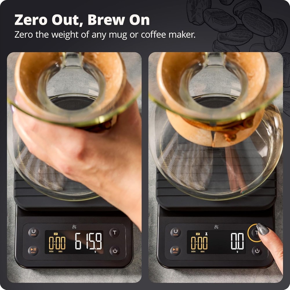 Greater Goods Coffee Scale with Timer – 0.1g Precision Digital Coffee & Espres