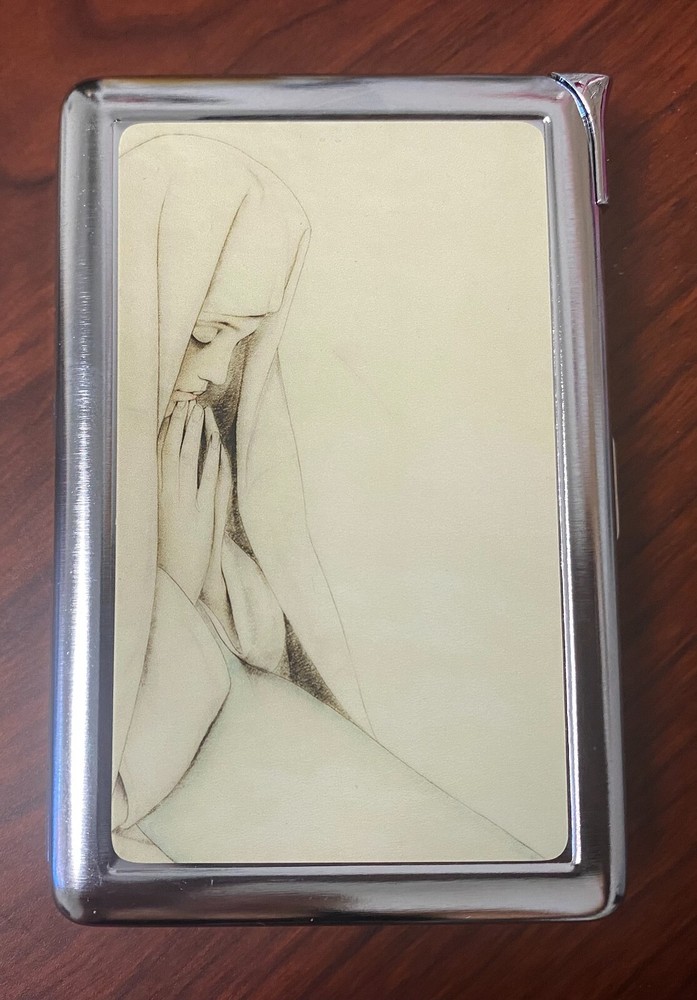 Prayer 100's Size Cigarette Case with lighter ID Holder Wallet