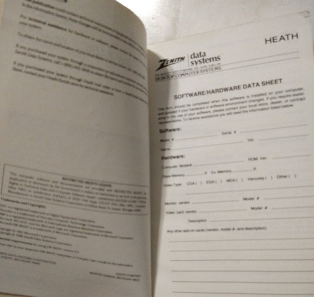 Microsoft GW-BASIC Version 3.2 User's Reference. Zenith Data Systems