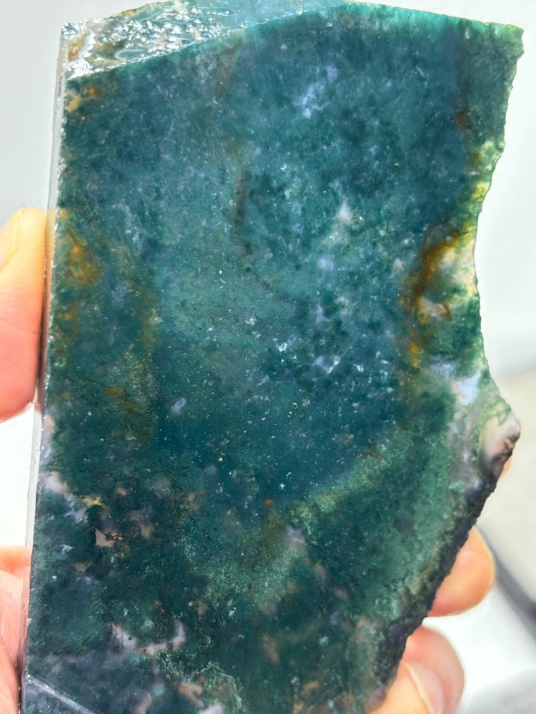Semi-translucent Moss Agate Slab Cabbing Lapidary Carving Combo Ship Avail