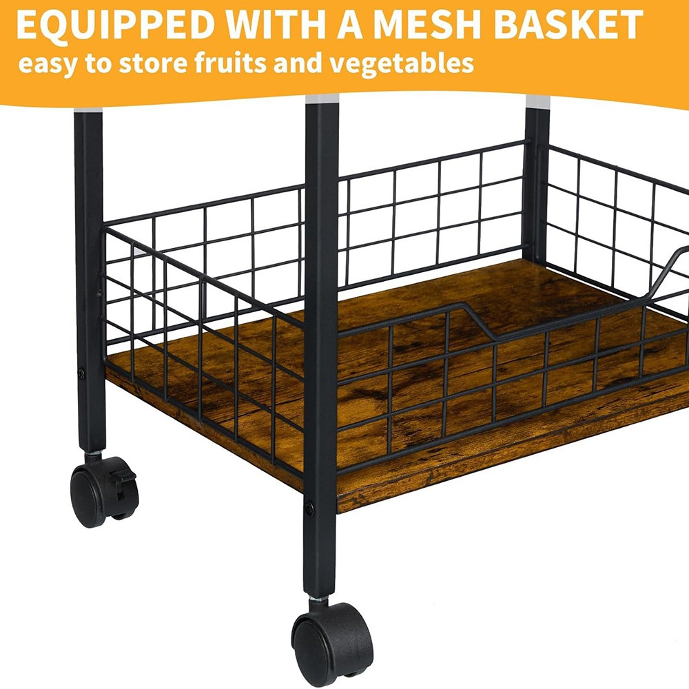 New Storage Shelf Kitchen Rolling Cart W/ Wheels & Baskets Mobile Rack US