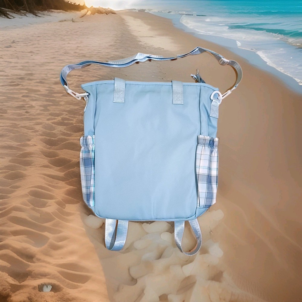 Stitch Backpack Blue And White Plaid