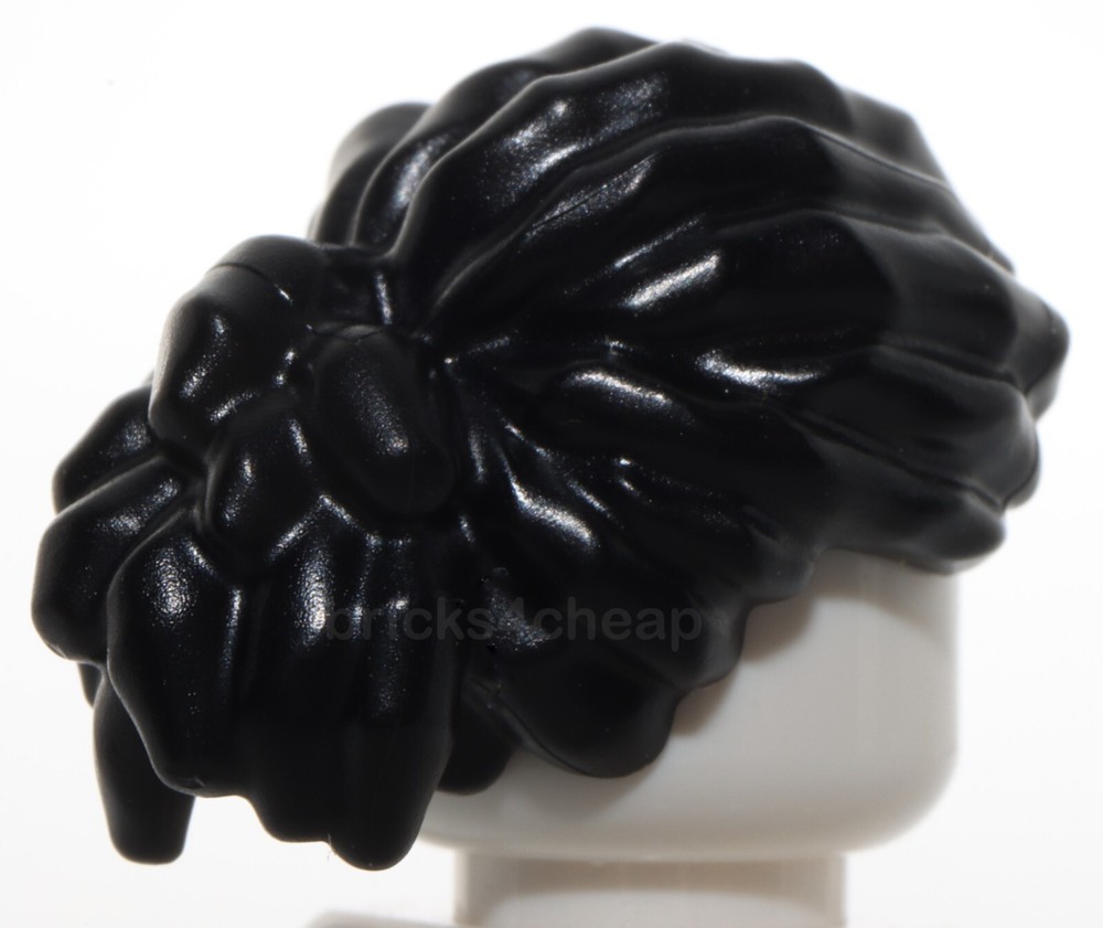 Lego Black Minifig Hair Dreadlocks Parted Bangs Swept Back Left Short Ponytail