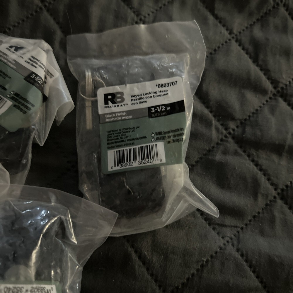 Reliabilt 0803707 Keyed Locking Hasp Black -5 Locks