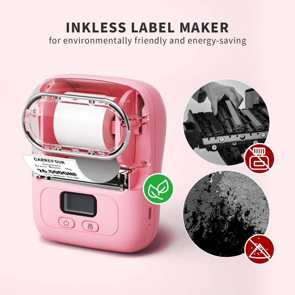 Portable Barcode Printer Wireless Pocket Thermal Printer Label Receipt Printer