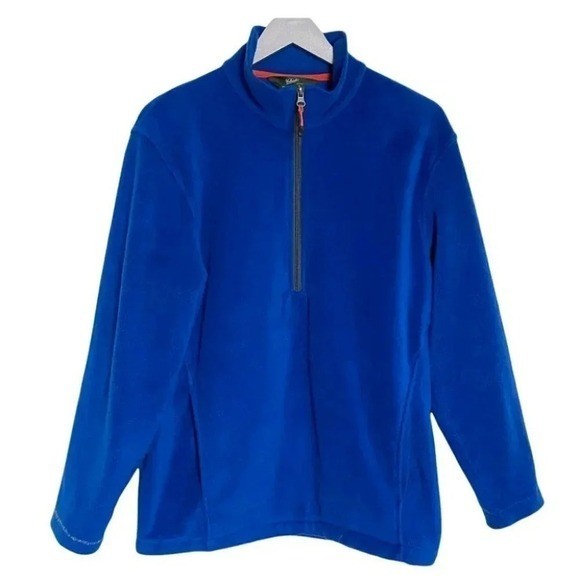 Woolrich Mens Medium Fleece Quarter Zip Pullover Jacket Blue Minimalist Hiking