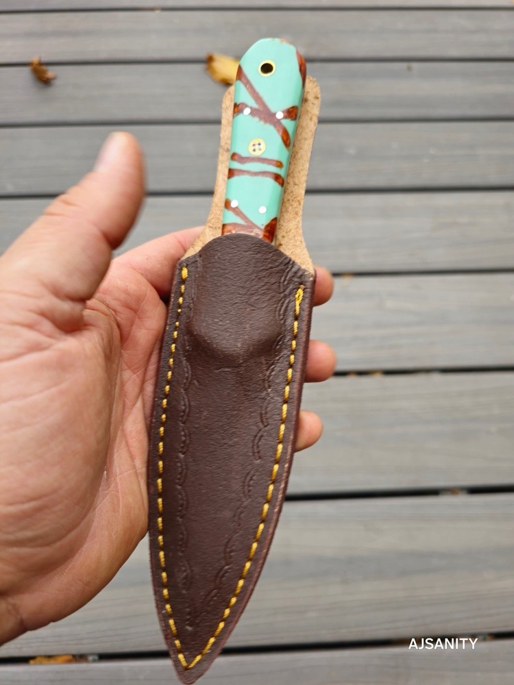 Fix Blade Double edge Dagger Damascus knife Boot Tactical With Sheath